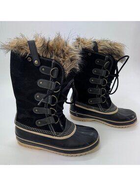 Sorel Joan Of Arctic Waterproof Womens Winter Boots Faux Fur Lined Black Size 9